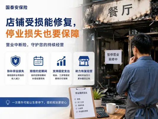 店铺火灾后装修能赔，停业一个月少赚的钱怎么办？认识营业中断保险