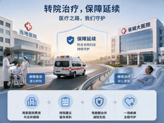 县医院治不了，连夜转到省城住院，百万医疗险会把两家医院当成“一次住院”吗？