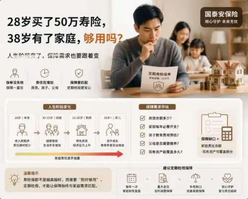 28岁买了50万寿险，38岁有房贷有孩子，保单没变，保障却可能已经“缩水”了